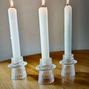 Three Elegant Glass Candle Holders  NWOT